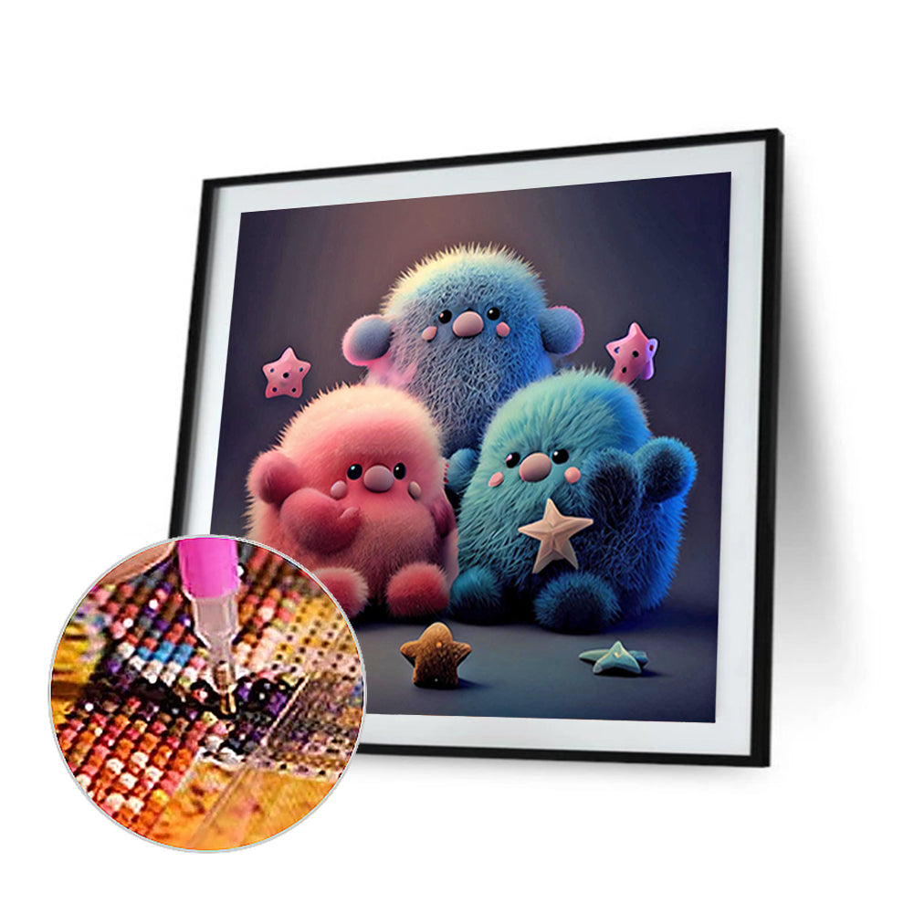 Plush Little Monster - Full Round Drill Diamond Painting 30*30CM