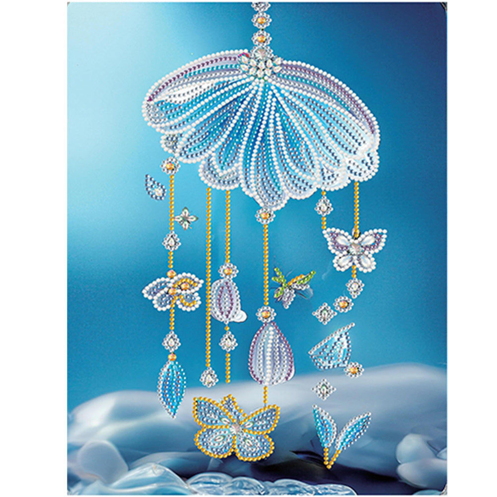 Blue Butterfly Small Fresh Wind Chimes - Special Shaped Drill Diamond Painting 30*40CM