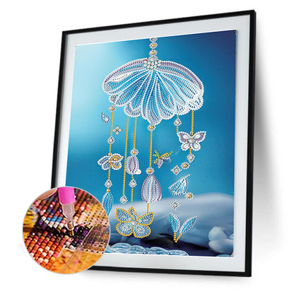 Blue Butterfly Small Fresh Wind Chimes - Special Shaped Drill Diamond Painting 30*40CM