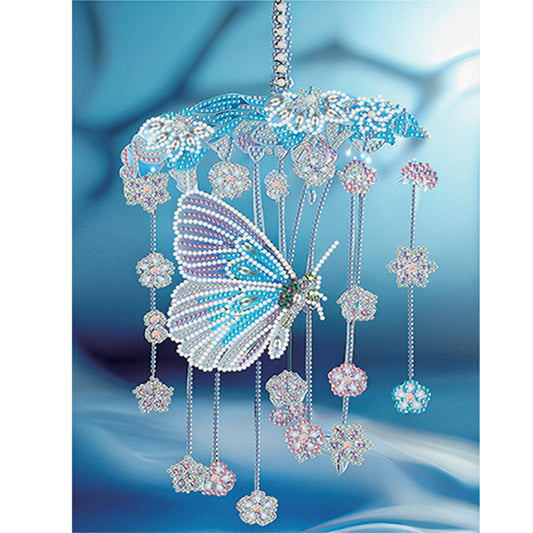 Blue Butterfly Small Fresh Wind Chimes - Special Shaped Drill Diamond Painting 30*40CM