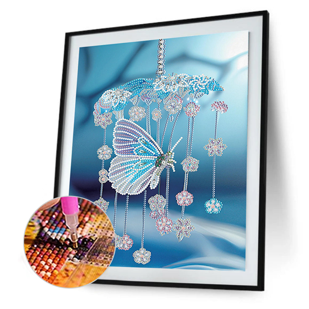 Blue Butterfly Small Fresh Wind Chimes - Special Shaped Drill Diamond Painting 30*40CM