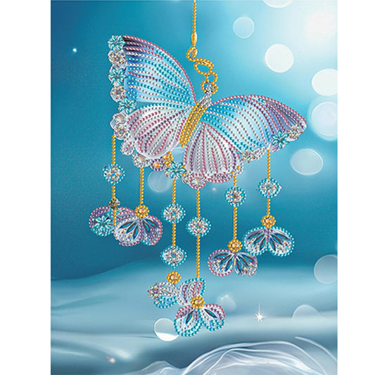 Blue Butterfly Small Fresh Wind Chimes - Special Shaped Drill Diamond Painting 30*40CM