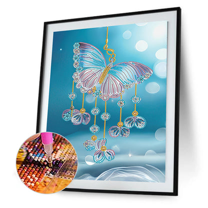 Blue Butterfly Small Fresh Wind Chimes - Special Shaped Drill Diamond Painting 30*40CM