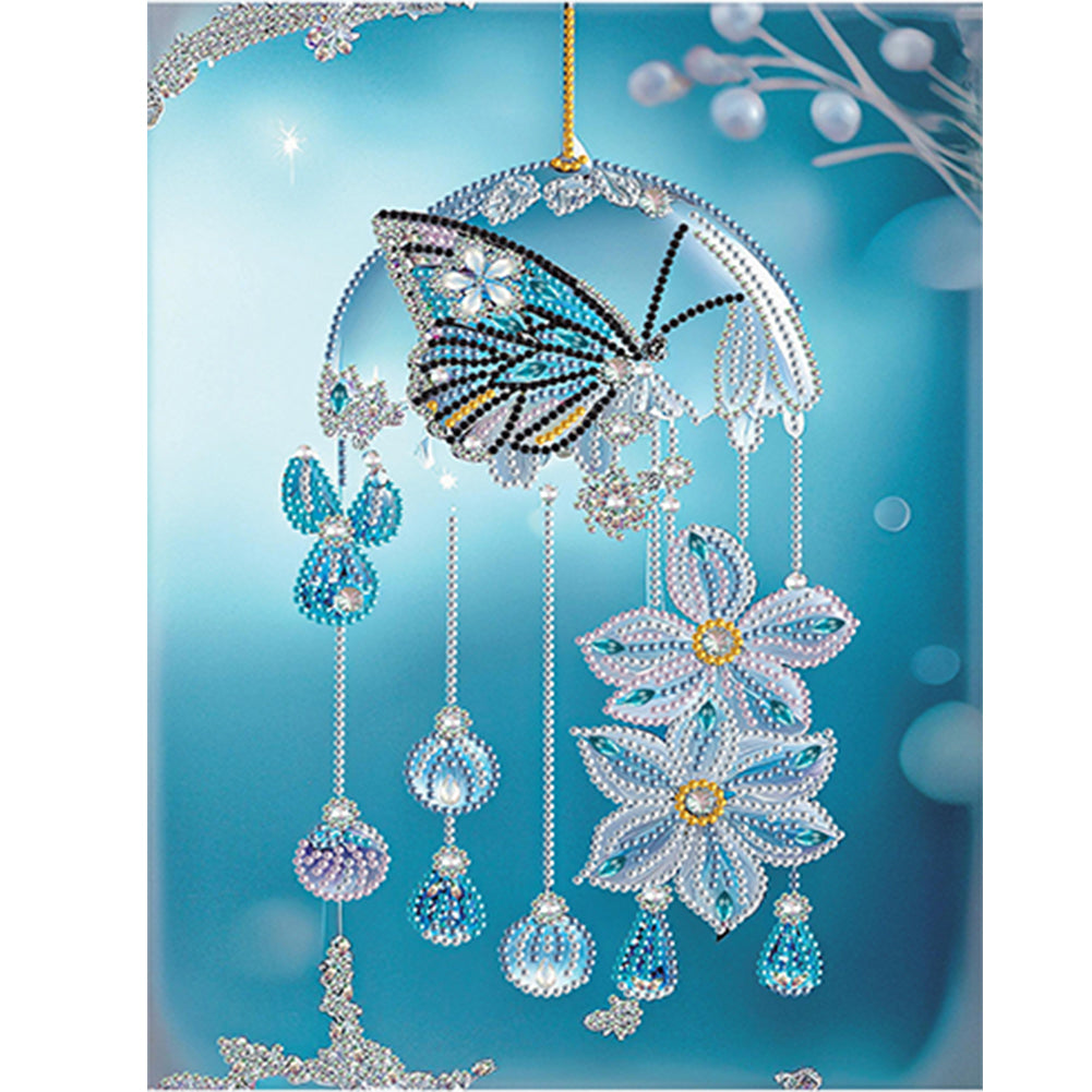 Blue Butterfly Small Fresh Wind Chimes - Special Shaped Drill Diamond Painting 30*40CM