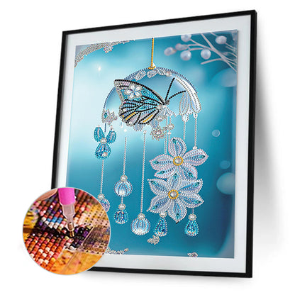 Blue Butterfly Small Fresh Wind Chimes - Special Shaped Drill Diamond Painting 30*40CM