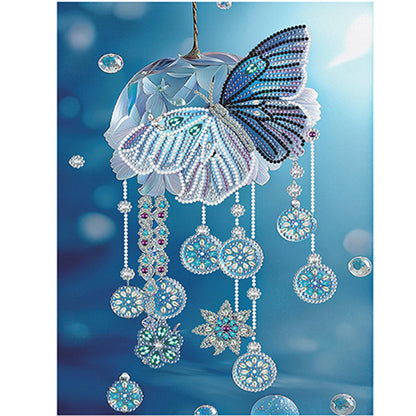 Blue Butterfly Small Fresh Wind Chimes - Special Shaped Drill Diamond Painting 30*40CM