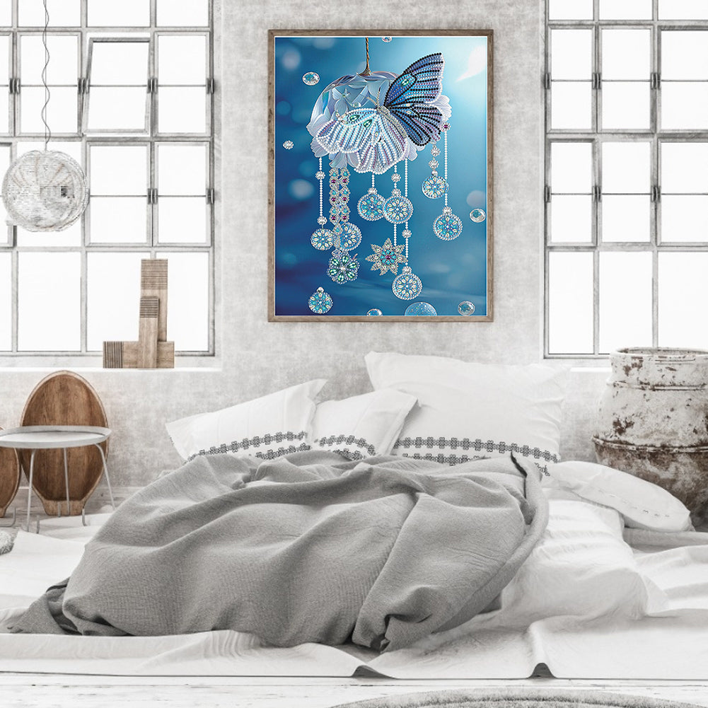 Blue Butterfly Small Fresh Wind Chimes - Special Shaped Drill Diamond Painting 30*40CM