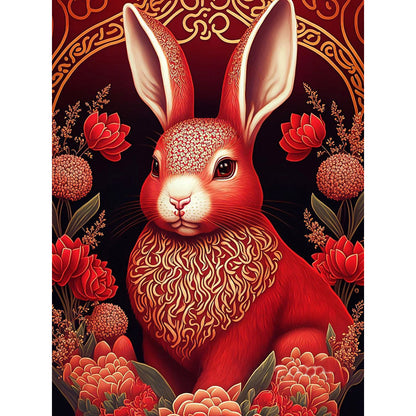 Red Golden Rabbit - Full Round Drill Diamond Painting 30*40CM