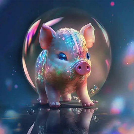 Fantasy Cartoon Piggy Crystal Ball - Full Round Drill Diamond Painting 30*30CM