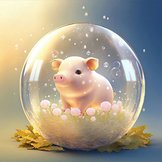 Fantasy Cartoon Piggy Crystal Ball - Full Round Drill Diamond Painting 30*30CM