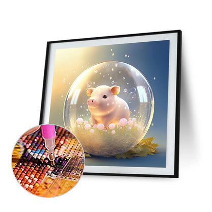 Fantasy Cartoon Piggy Crystal Ball - Full Round Drill Diamond Painting 30*30CM