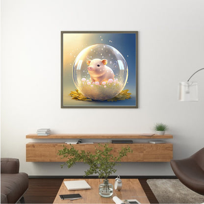 Fantasy Cartoon Piggy Crystal Ball - Full Round Drill Diamond Painting 30*30CM