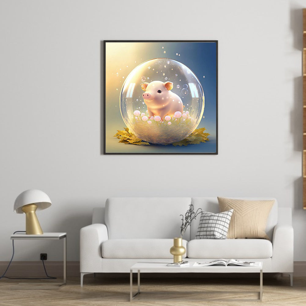 Fantasy Cartoon Piggy Crystal Ball - Full Round Drill Diamond Painting 30*30CM