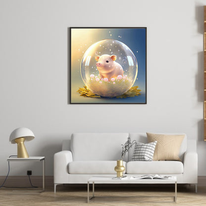 Fantasy Cartoon Piggy Crystal Ball - Full Round Drill Diamond Painting 30*30CM