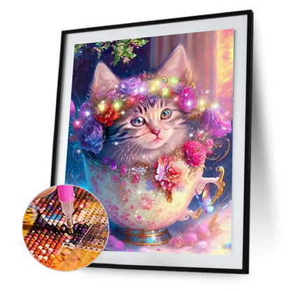 Purple Cat - Full Round Drill Diamond Painting 30*40CM