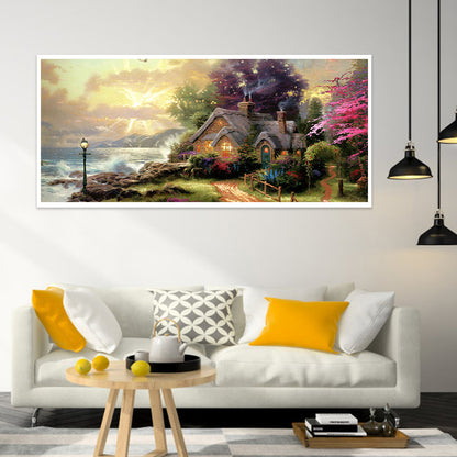 Cottage By The Beach - Full Square Drill Diamond Painting 80*40CM