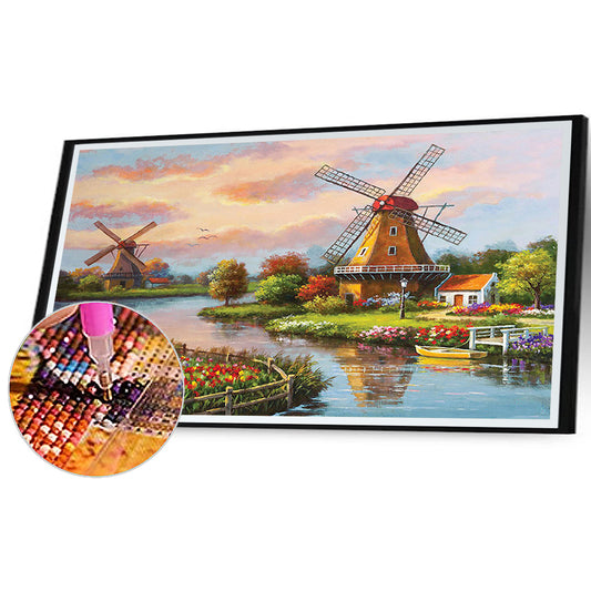 Pastoral Windmill - Full Square Drill Diamond Painting 80*40CM