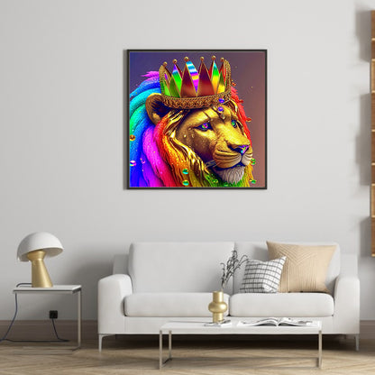 Colorful Lion Head - Full Round Drill Diamond Painting 30*30CM
