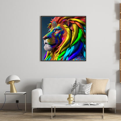 Colorful Lion Head - Full Round Drill Diamond Painting 30*30CM