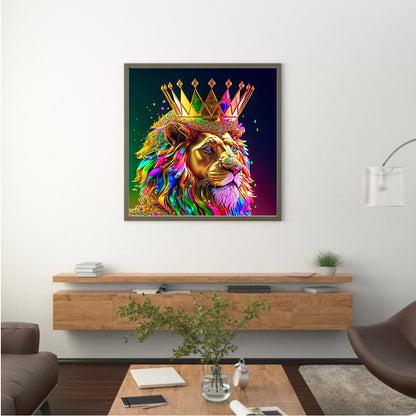 Colorful Lion Head - Full Round Drill Diamond Painting 30*30CM