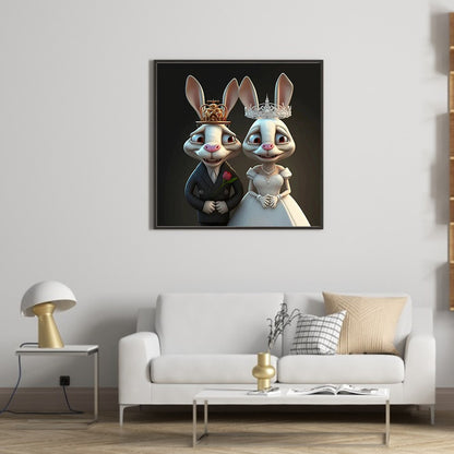 Wedding Animals - Rabbits - Full Round Drill Diamond Painting 30*30CM