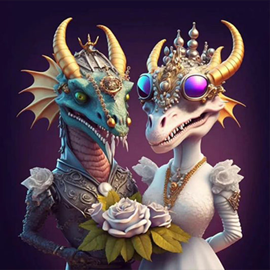 Wedding Animals - Dragon - Full Round Drill Diamond Painting 30*30CM