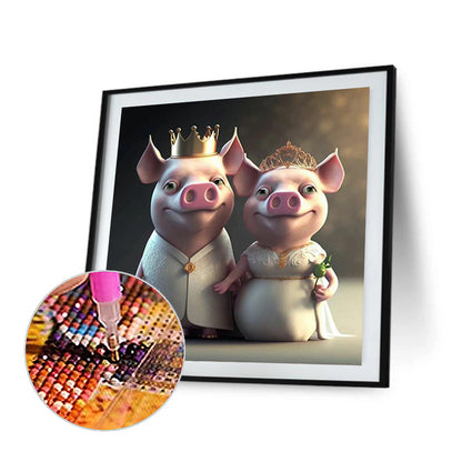 Wedding Animal - Pig - Full Round Drill Diamond Painting 30*30CM