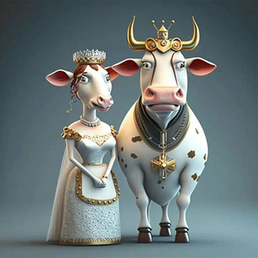 Wedding Animals - Cow - Full Round Drill Diamond Painting 30*30CM