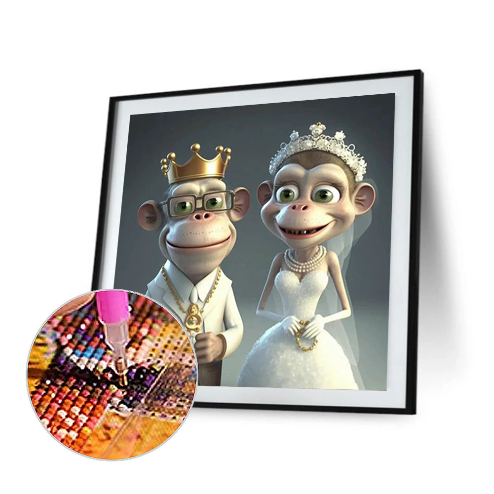 Wedding Animal - Monkey - Full Round Drill Diamond Painting 30*30CM