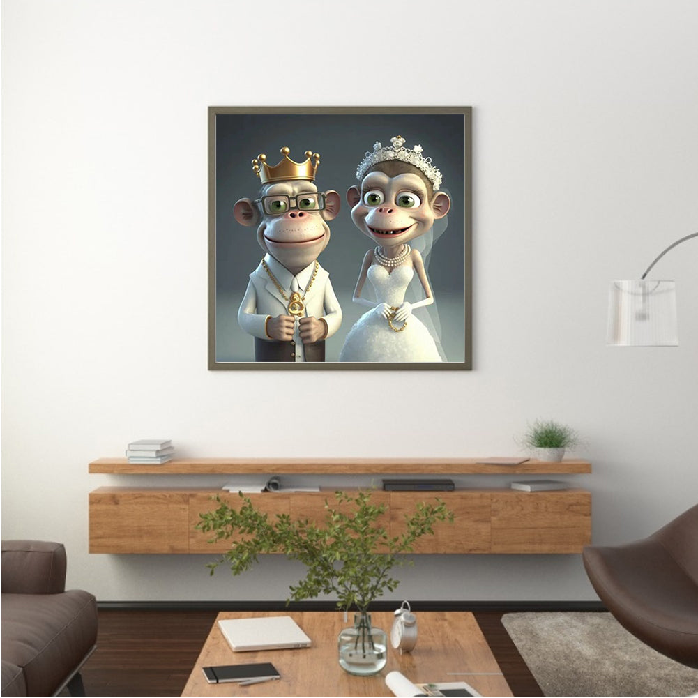 Wedding Animal - Monkey - Full Round Drill Diamond Painting 30*30CM