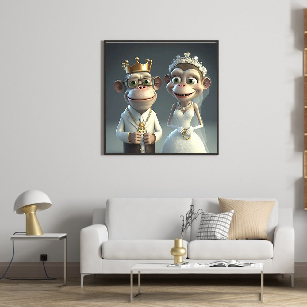 Wedding Animal - Monkey - Full Round Drill Diamond Painting 30*30CM