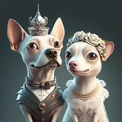 Wedding Animals - Dog - Full Round Drill Diamond Painting 30*30CM