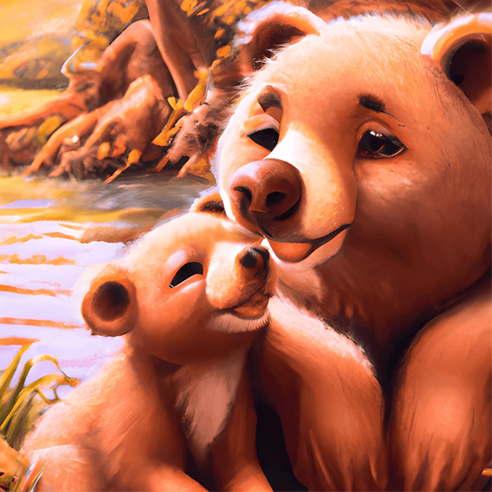 Bear Mother And Son - Full Round Drill Diamond Painting 30*30CM