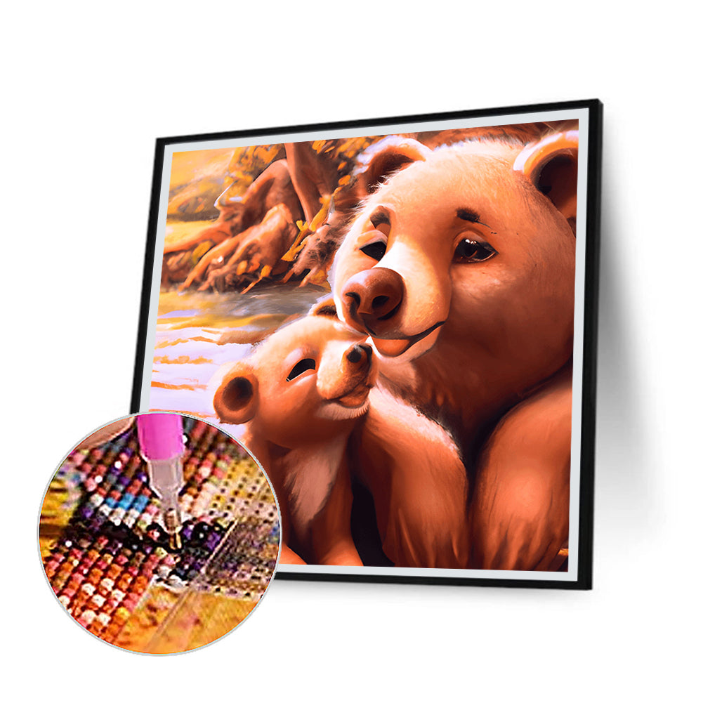 Bear Mother And Son - Full Round Drill Diamond Painting 30*30CM