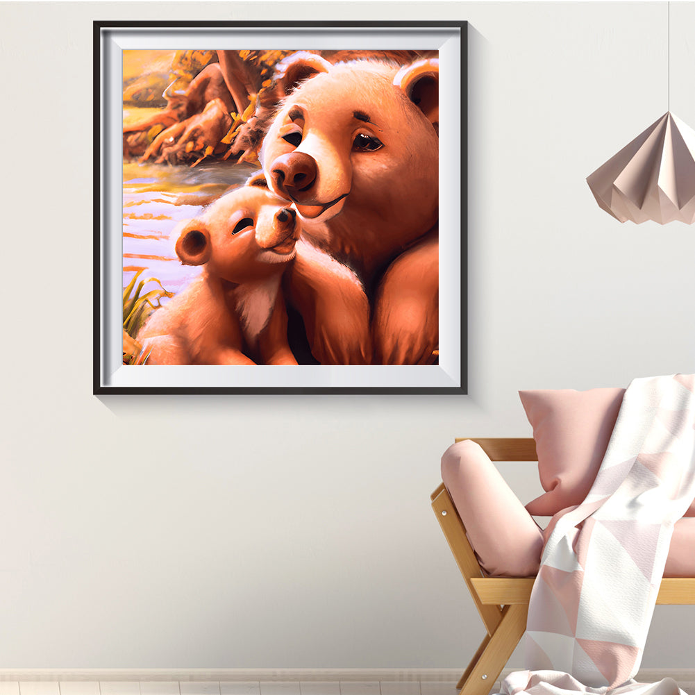 Bear Mother And Son - Full Round Drill Diamond Painting 30*30CM