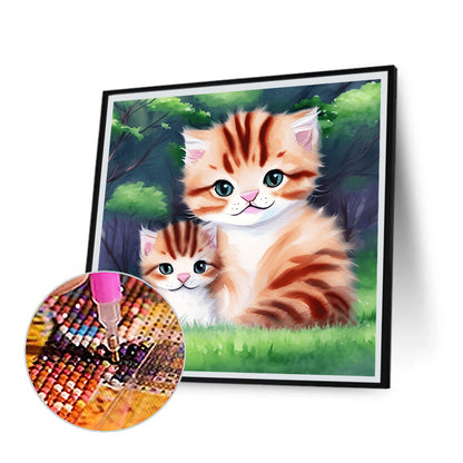 Cat Mother And Child - Full Round Drill Diamond Painting 30*30CM