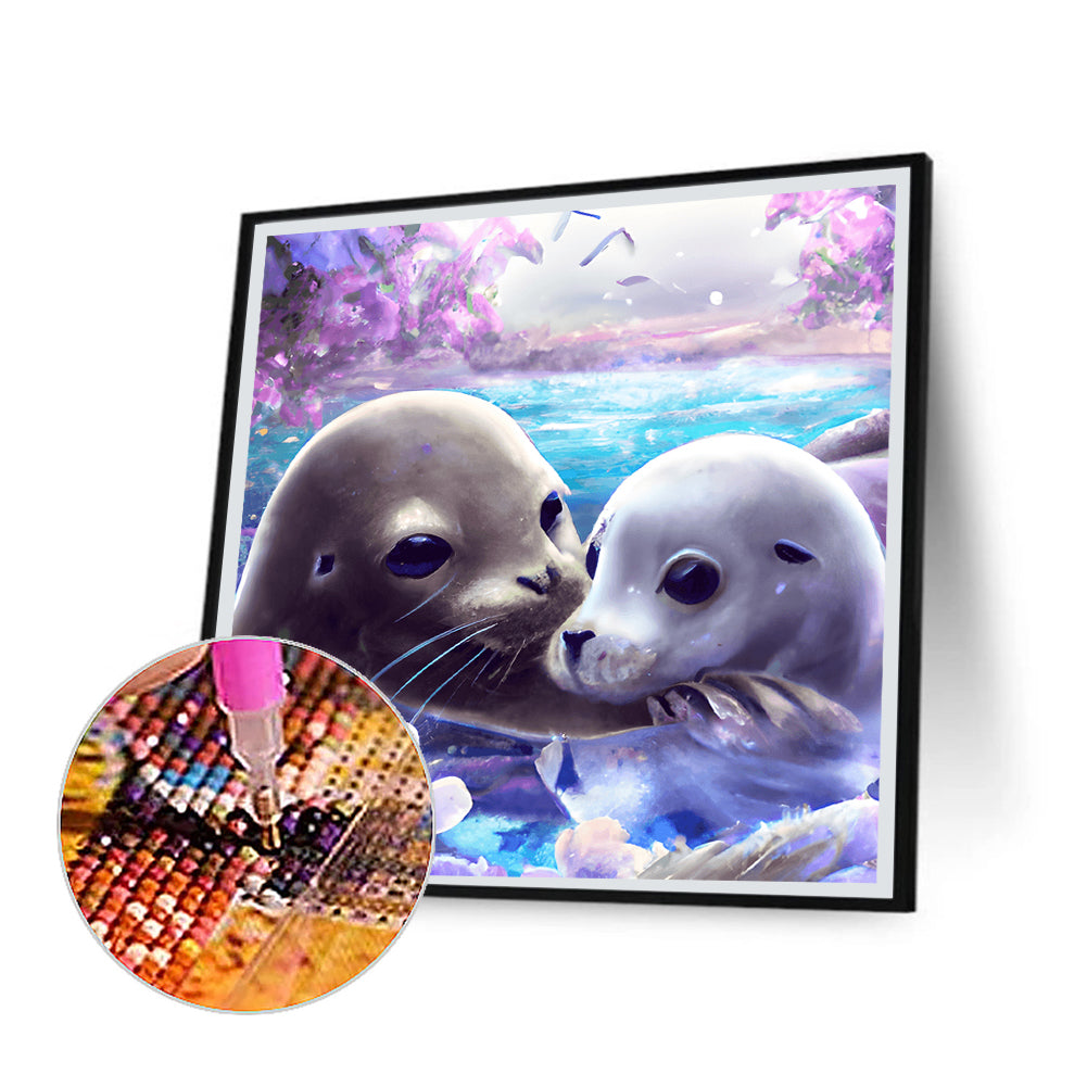 Seal Mother And Child - Full Round Drill Diamond Painting 30*30CM