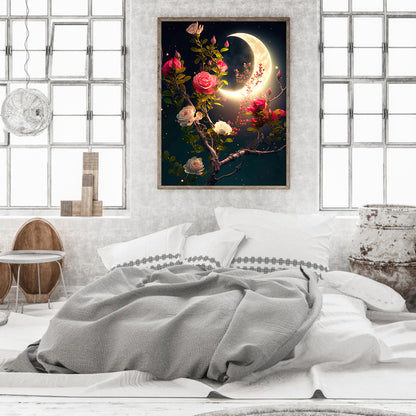 Bright Moon Flowers - Full Round Drill Diamond Painting 30*40CM