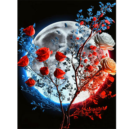 Bright Moon Flowers - Full Round Drill Diamond Painting 30*40CM