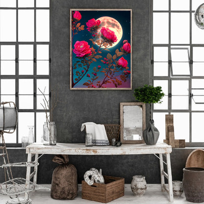 Bright Moon Flowers - Full Round Drill Diamond Painting 30*40CM