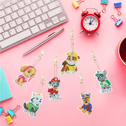 DIY Diamond Painting Keychains Kit 6Pcs Wangwang Meritorious Service Brigade