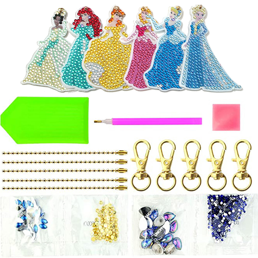 DIY Diamond Painting Keychains Kit 6Pcs Disney Princess