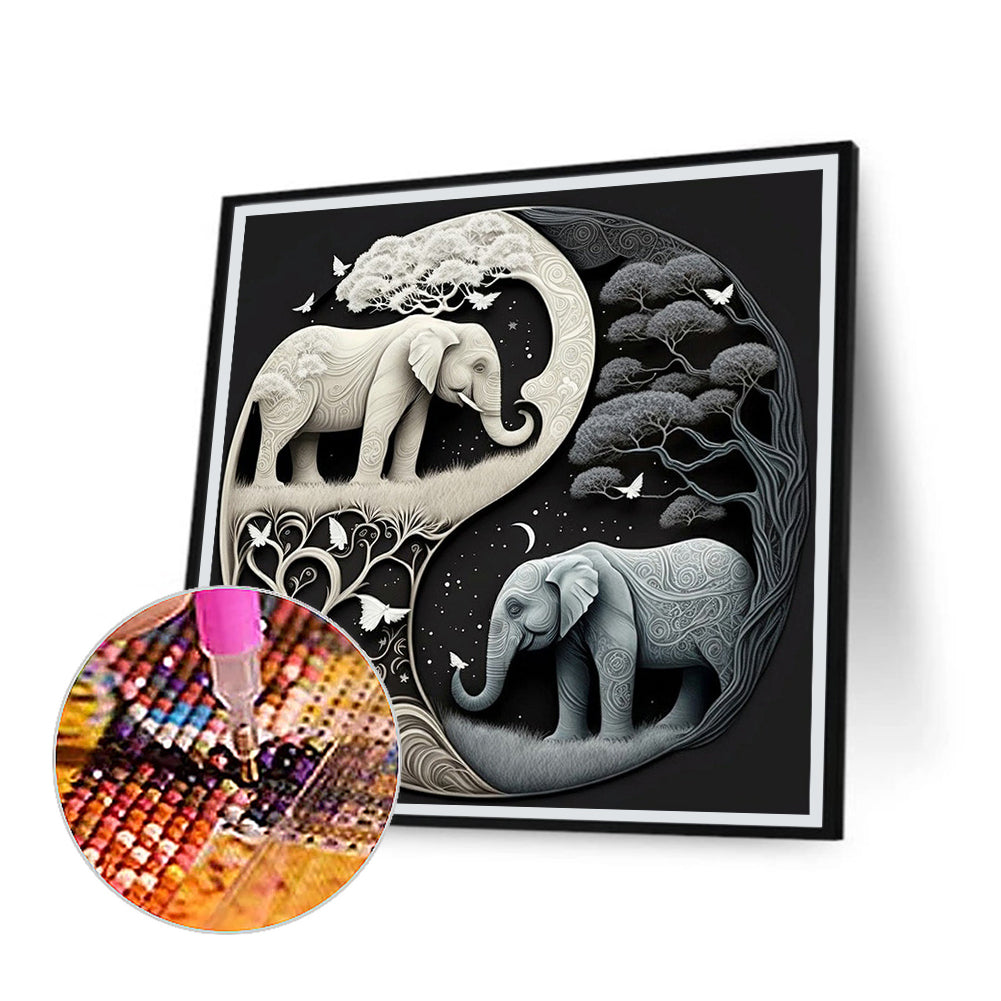 Tai Chi Elephant Painting - Full Round Drill Diamond Painting 30*30CM