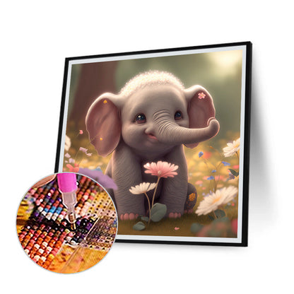 Cute Baby Elephant - Full Round Drill Diamond Painting 30*30CM