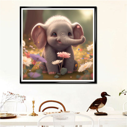 Cute Baby Elephant - Full Round Drill Diamond Painting 30*30CM