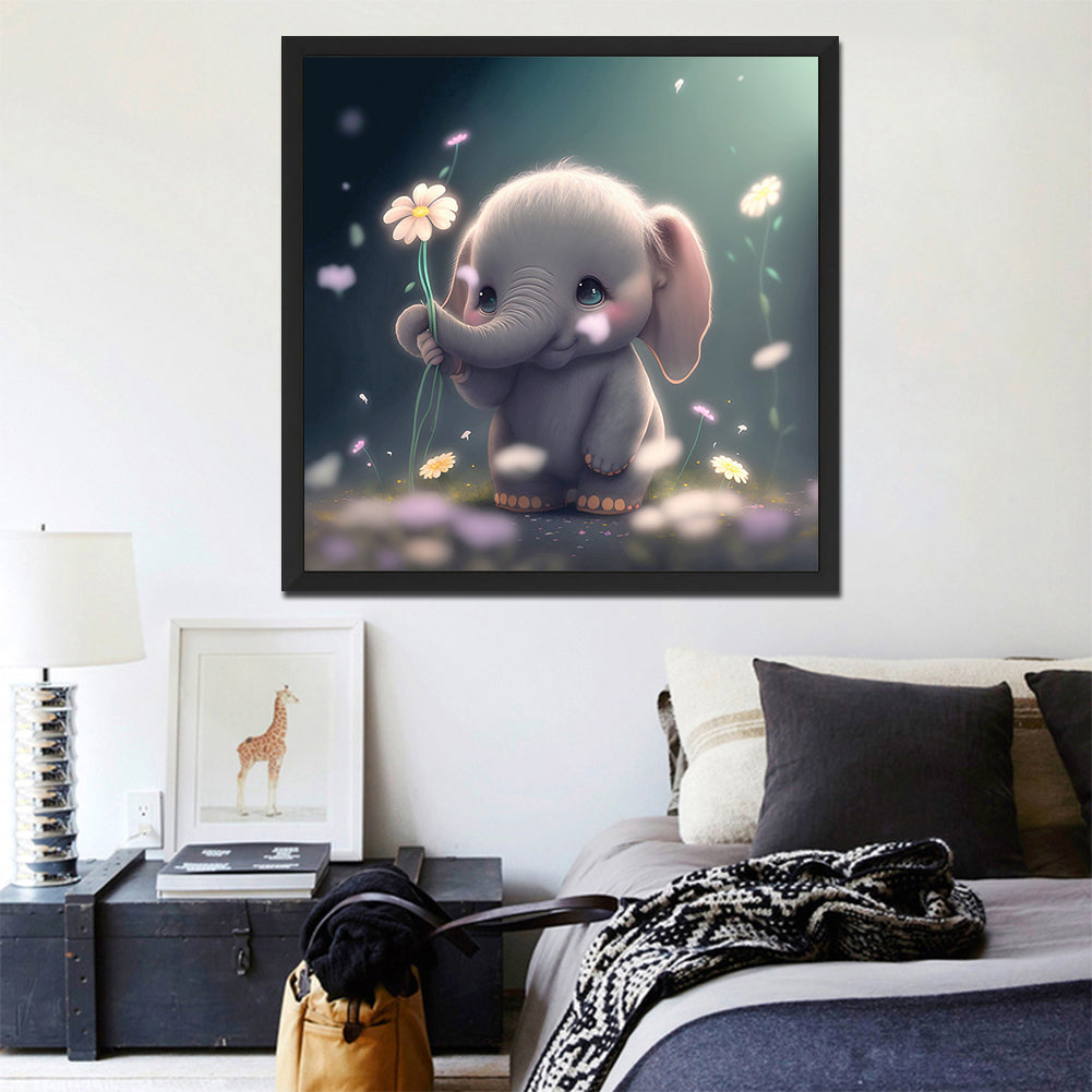 Cute Baby Elephant - Full Round Drill Diamond Painting 30*30CM