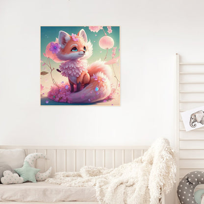 Pink Elf Fox - Full Round Drill Diamond Painting 30*30CM