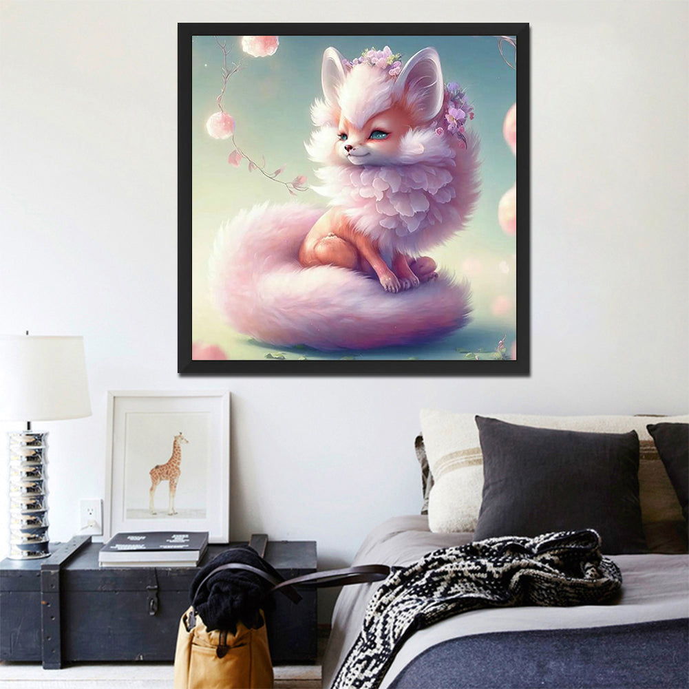 Pink Elf Fox - Full Round Drill Diamond Painting 30*30CM