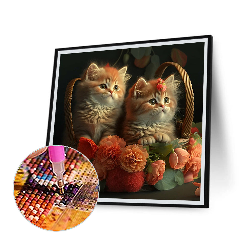 Cat In The Basket - Full Round Drill Diamond Painting 40*40CM