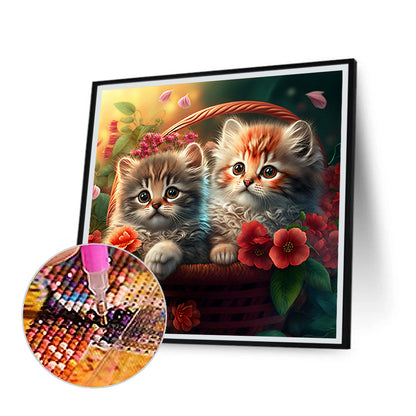 Cat In The Basket - Full Round Drill Diamond Painting 40*40CM